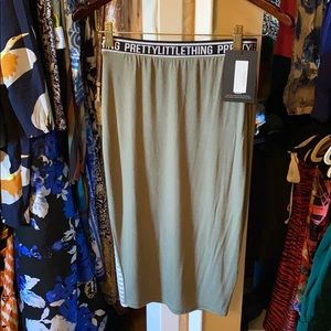 #NWT Pretty Little Thing Olive Green Midi Skirt#